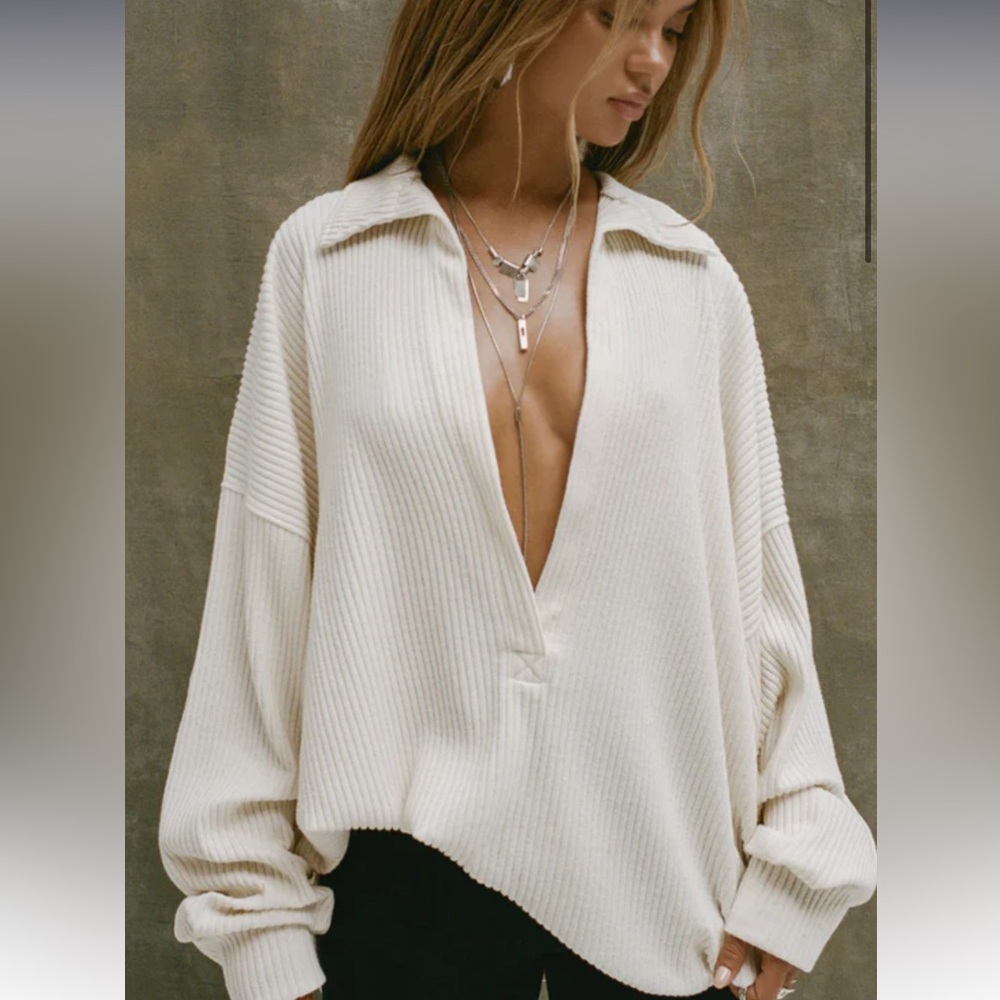Joah Brown Deep V Pullover S/M